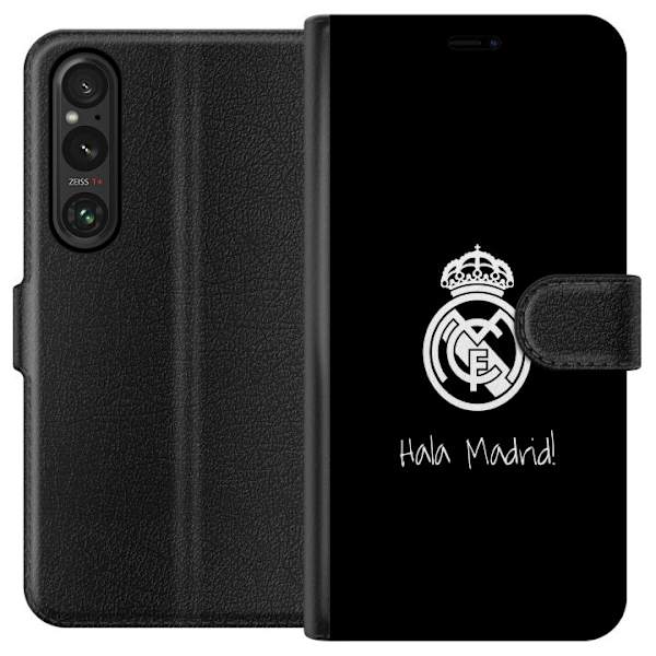 Sony Xperia 1 VI Lompakkokotelo Real Madrid Emblem Jalkapallo Ylpeys Valkoinen Kulta Seuramerkki Mestarit La Liga Fanit Ikoninen Urheilu