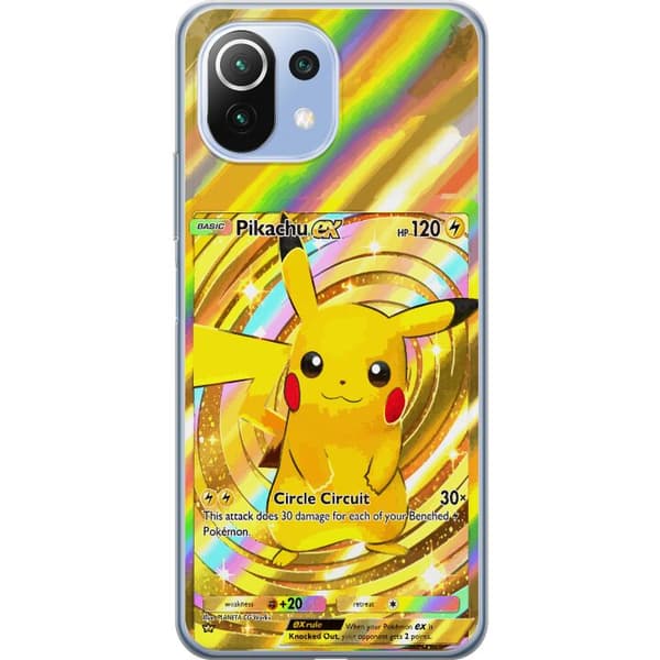 Kompatibelt Mobildeksel til Xiaomi Mi 11 Lite Gullig Pikachu EX samlebilde med regnbueeffekter gull