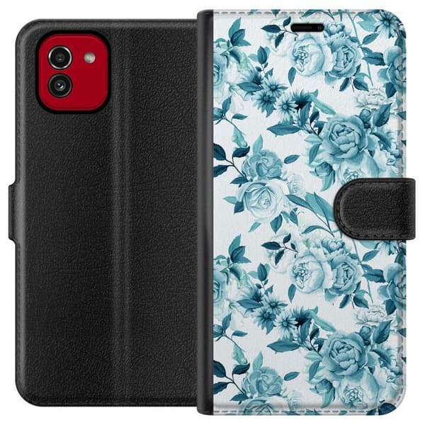 Kompatibel Tegnebogsetui til Samsung Galaxy A03 Blomster