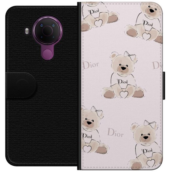 Nokia 5.4 Tegnebogsetui Teddy Dior Vibes - luksuriøs bamse i modetil