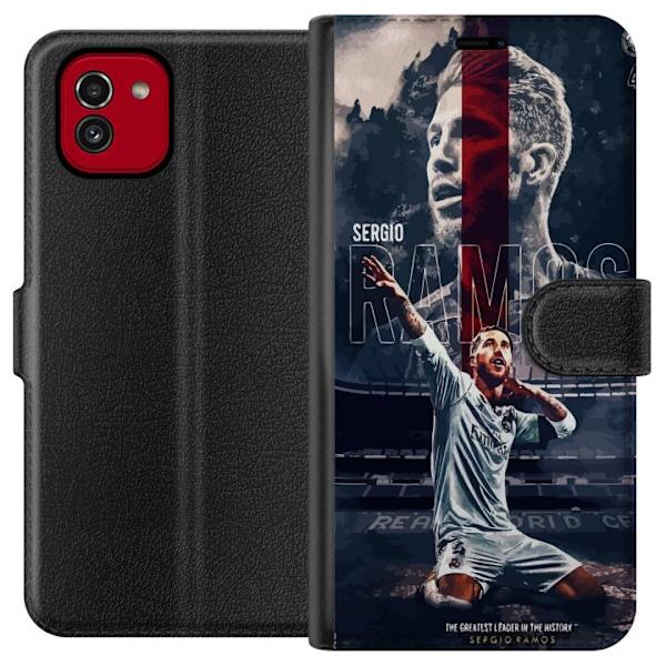 Samsung Galaxy A03 Tegnebogsetui Ramos Fodboldlegende Motiv Spiller Real Madrid Spanien Tilbage Ikonisk Navn Fodboldstjerne Sport