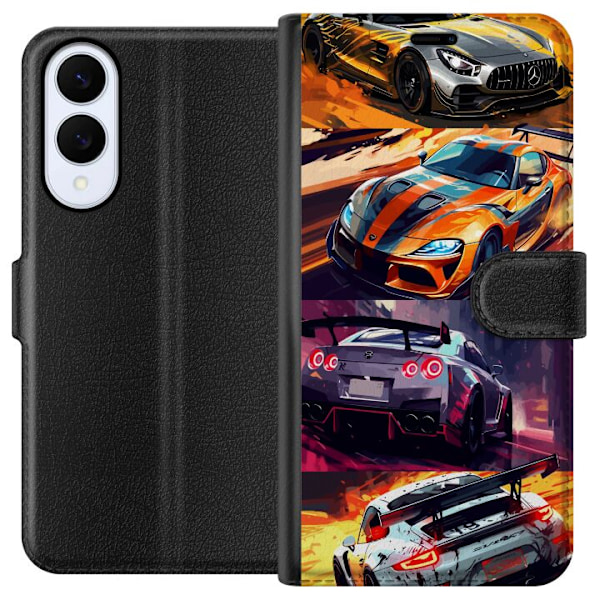 Samsung Galaxy S25 Edge Plånboksfodral Rally Fever – fartfyllt motiv med rallybilar