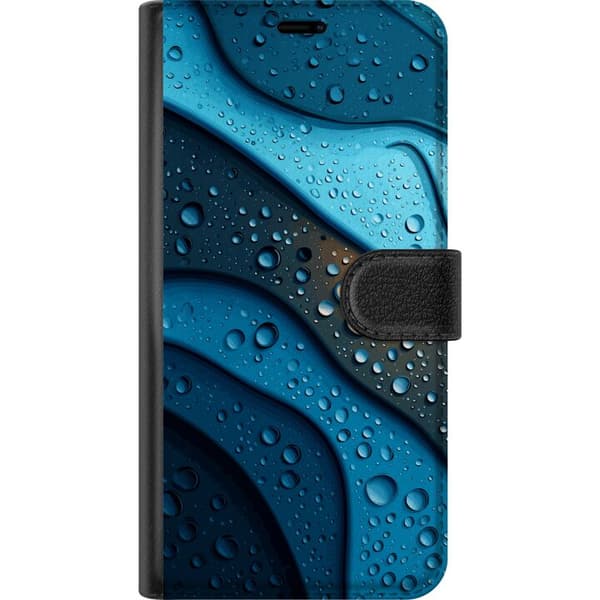 Kompatibelt Lommeboketui til Apple iPhone 7 Plus Blå abstrakte bølger med glitrende vanndråper i moderne grafisk design blå