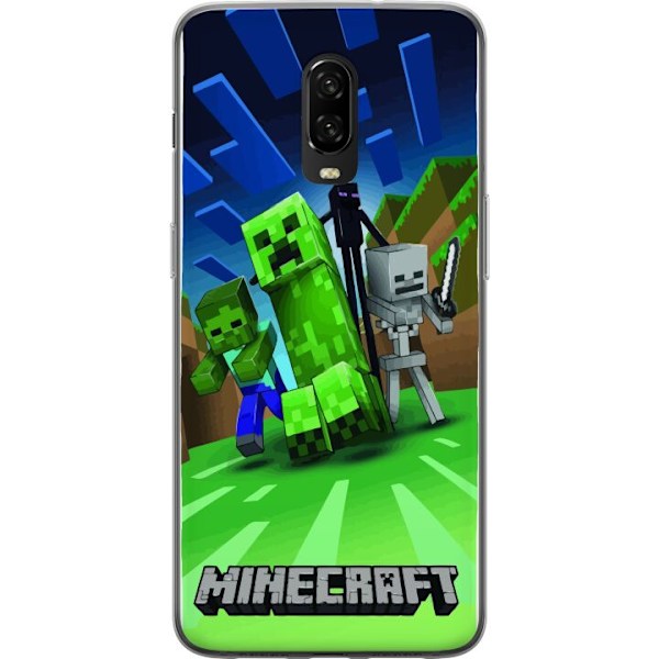 OnePlus 6T Läpinäkyvä kuori Minecraft Creeper mobilskal i klassisk grön pixelstil