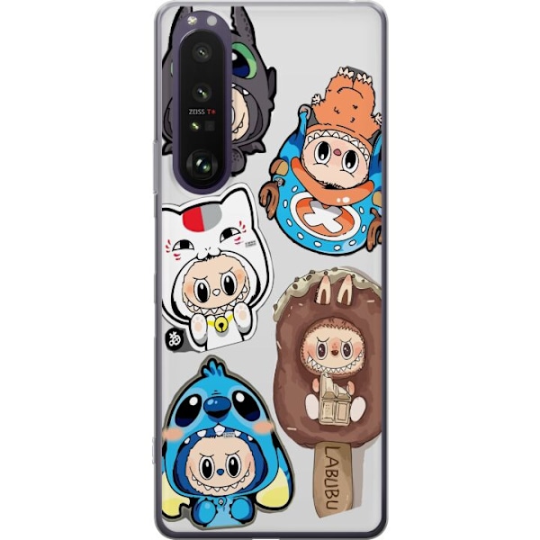 Sony Xperia 1 III Läpinäkyvä kuori Labubu hahmokokoelma - Pop Mart Labubu The Monsters väriluulisessa muotoilussa