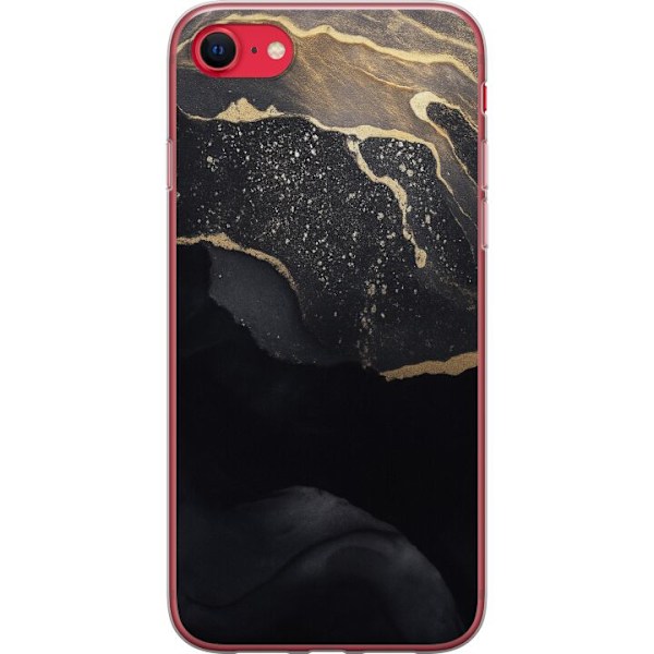 Apple iPhone SE (2022) Gennemsigtig cover Sort guld abstrakt