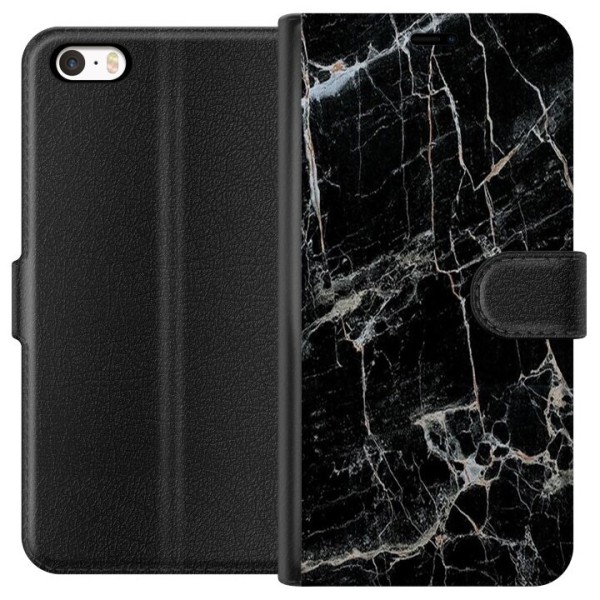 Apple iPhone 5 Lompakkokotelo Musta marmori