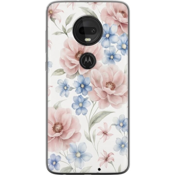 Motorola Moto G7 Gennemsigtig cover Romantiske blomster
