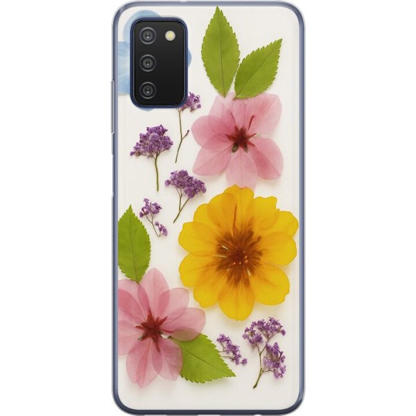 Samsung Galaxy A03s Gennemsigtig cover Pressede blomster