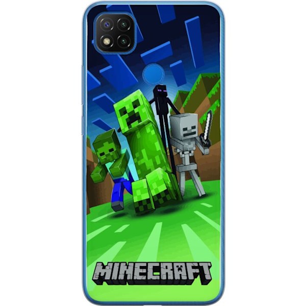 Xiaomi Redmi 9C Läpinäkyvä kuori Minecraft Creeper mobilskal i klassisk grön pixelstil