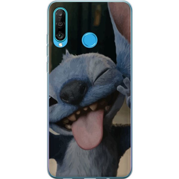 Huawei P30 lite Genomskinligt Skal Stitch Söt Alien – Blå Favorit från Yttre Rymden