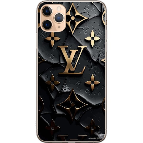 Apple iPhone 11 Pro Max Läpinäkyvä kuori Louis Vuitton Tumma tila Suunnittelu Musta Ylellisyys Tyyli Muoti Suosittu Graafinen Kuvio Muotisymboli Lu