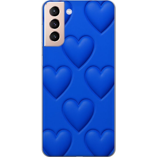 Samsung Galaxy S21 Läpinäkyvä kuori Siniset Sydämet