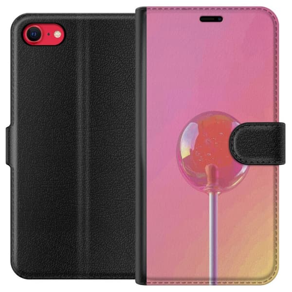 Kompatibel Tegnebogsetui til Apple iPhone SE (2022) Blank lyserød pinde mod blød pastelbaggrund pink