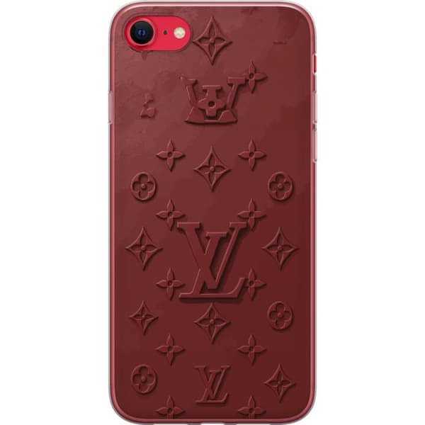 Kompatibelt Mobildeksel til Apple iPhone SE (2022) Luksuriøst Louis Vuitton-inspirert monogram i mørkerøde toner rød