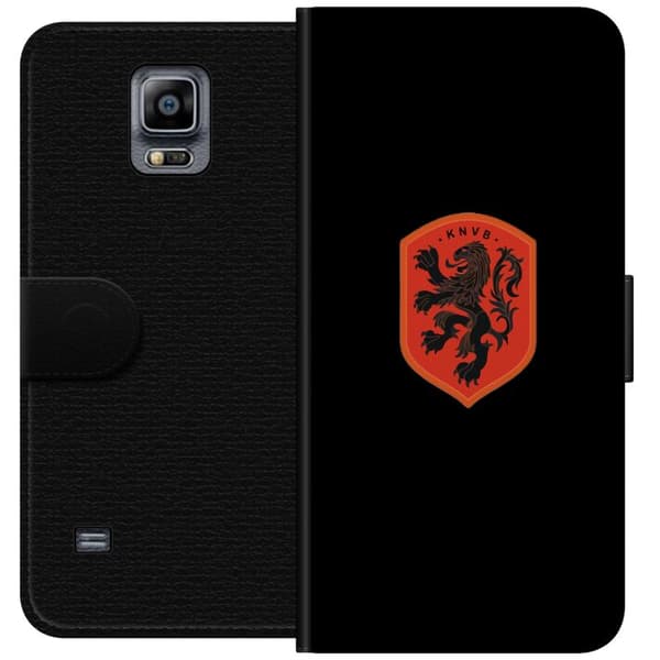 Kompatibel Tegnebogsetui til Samsung Galaxy Note 4 Orange skjold med sort heraldisk løve mod sort baggrund sort