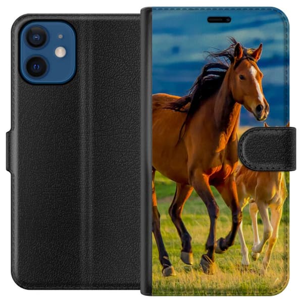 Kompatibel Tegnebogsetui til Apple iPhone 12 mini Løbende heste