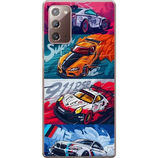 Samsung Galaxy Note20 Läpinäkyvä kuori Nopeat Autot - Piirr