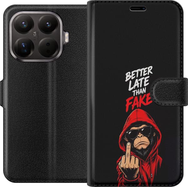 Kompatibelt Lommeboketui til Xiaomi 15 Pro Ape med solbriller rød hettegenser og tekst