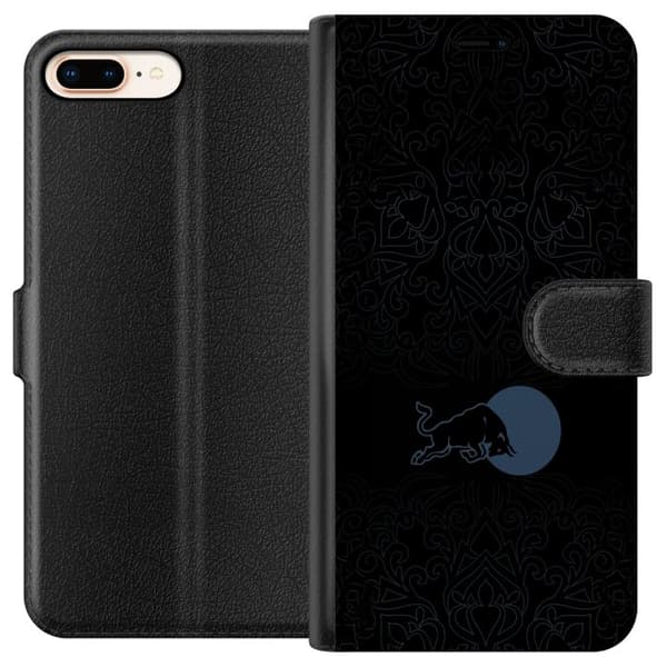 Kompatibel Tegnebogsetui til Apple iPhone 7 Plus Mørk minimalistisk tyr foran fuldmåne sort