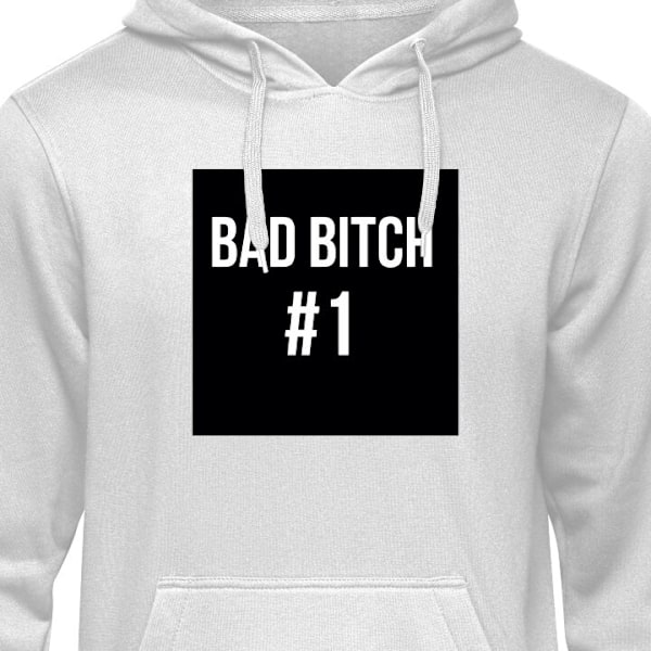 Barn-Hoodie | Mjuk Huvtröja för Barn Bad Bitch #1 grå 12-13 År