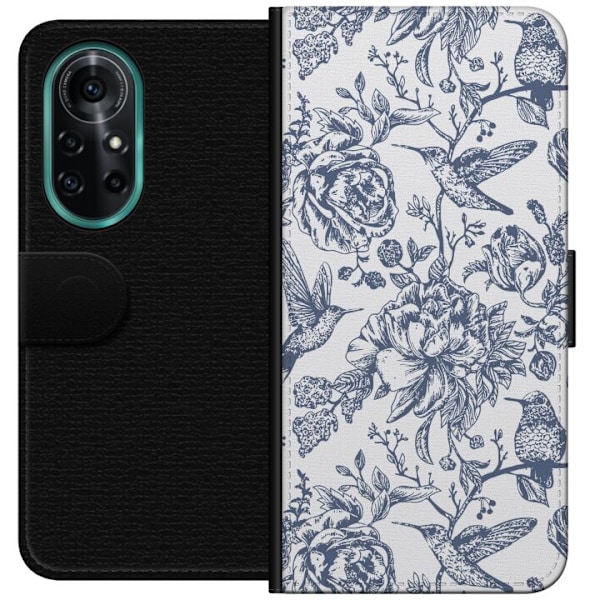 Huawei nova 8 Pro Plånboksfodral Blomster & Fåglar – romantiskt mönster i vintage-stil