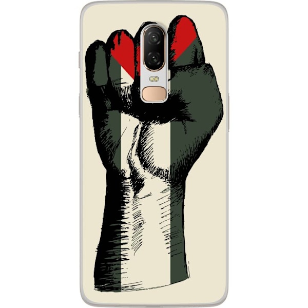 OnePlus 6 Gennemsigtig cover Hånd bundet i Palæstinas farver