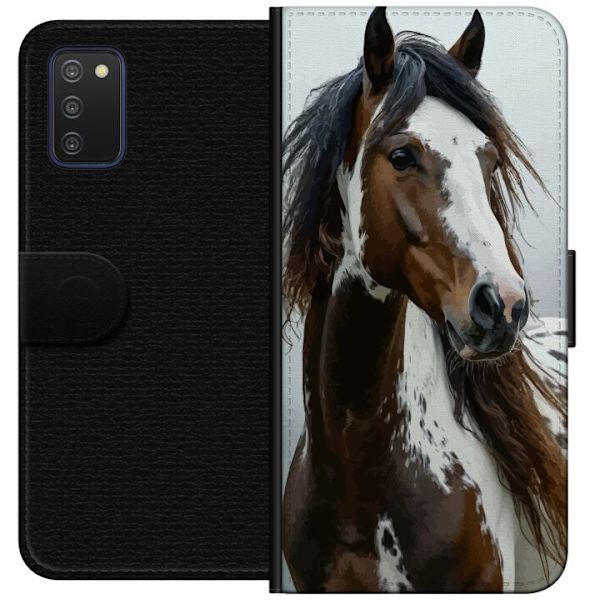 Samsung Galaxy A03s Plånboksfodral Häst Djurmotiv Grafisk Design Natur Kraftfullt Motiv Populär Väggkonst Djurtema Ridning