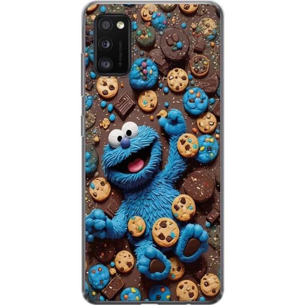 Kompatibelt Mobildeksel til Samsung Galaxy A41 Leken blå tegnet figur omgitt av informasjonskapsler blå