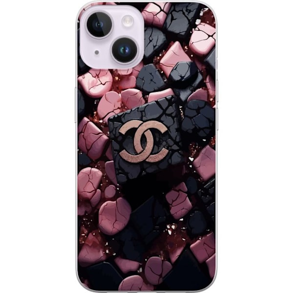 Apple iPhone 15 Plus Gennemsigtig cover Chanel Sort og Lyserø