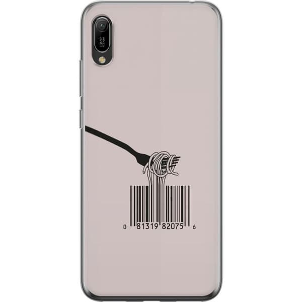 Kompatibelt Mobildeksel til Huawei Y6 Pro (2019) Spaghetti och streckkod beige