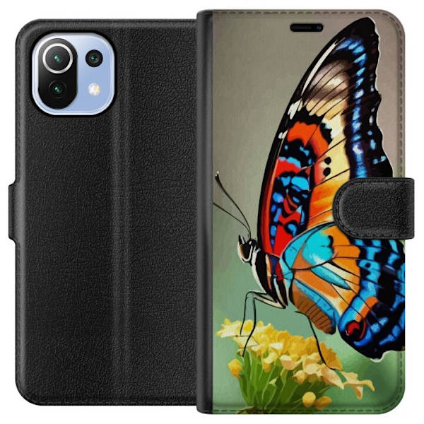 Xiaomi Mi 11 Lite Plånboksfodral Fjäril Natur Sommar Motiv Vingar Färgstark Design Populär Dekor Grafiskt Exotiskt Tema