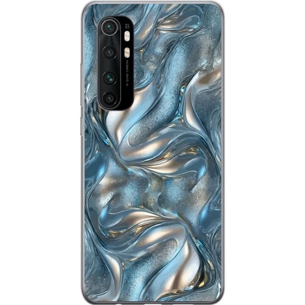 Kompatibelt Mobildeksel til Xiaomi Mi Note 10 Lite Abstrakt flytende krom i sølv og blå metallisk effekt sølv
