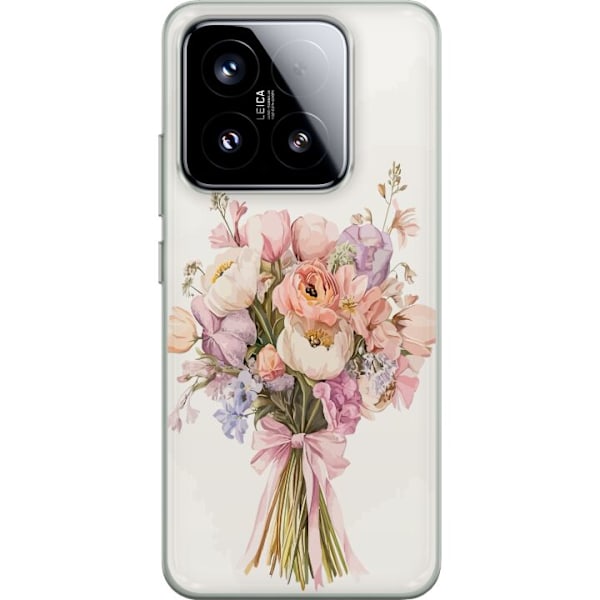 Xiaomi 15 Gennemsigtig cover Mobilcover med farverig blomsterbuket i romantisk stil