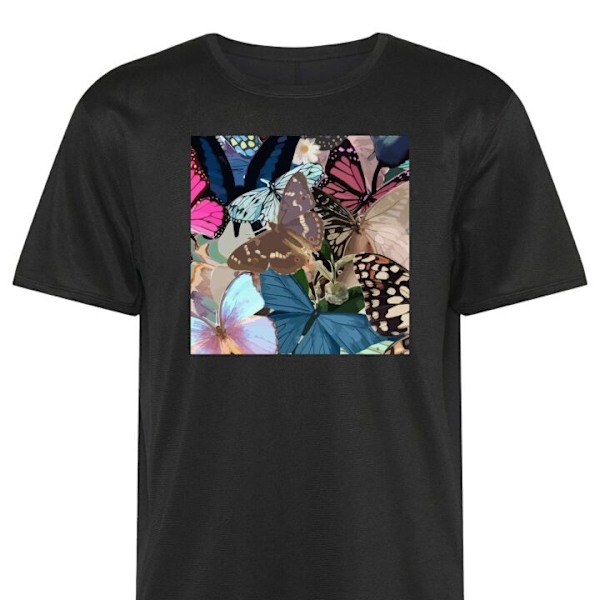 Tränings-T-shirt | Sport-T-shirt för Vuxen Fjärlillar svart Small