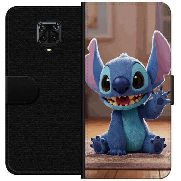 Kompatibel Tegnebogsetui til Xiaomi Redmi Note 9 Pro Et sødt blåt rumvæsen med store ører, der sidder og vinker blå