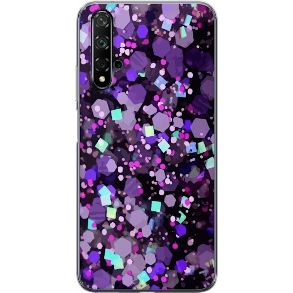 Huawei nova 5T Gjennomsiktig deksel Lilla Glitter