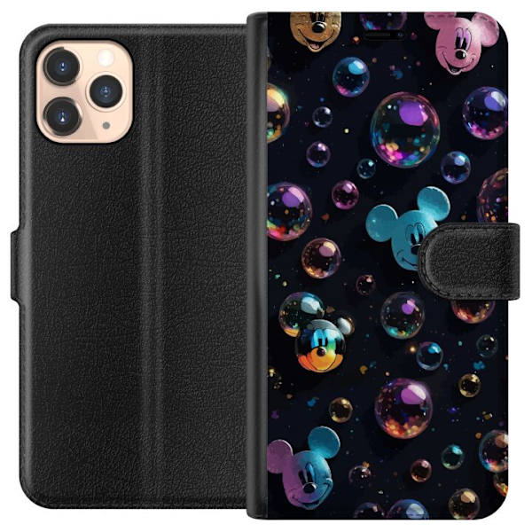 Apple iPhone 11 Pro Plånboksfodral Musse Pigg Disney Bubblor Design Roligt Motiv Populär Disneyfigur Tecknad Serie Barnklassiker