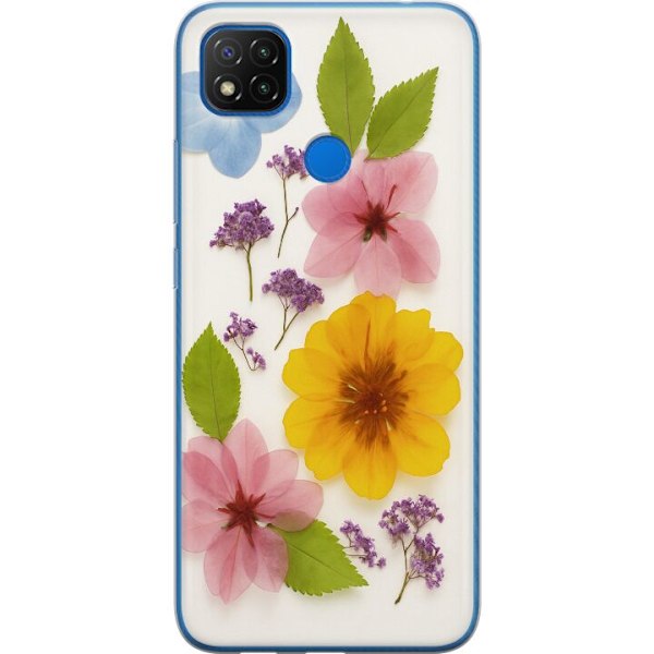 Xiaomi Redmi 9C NFC Gjennomsiktig deksel Pressede blomster