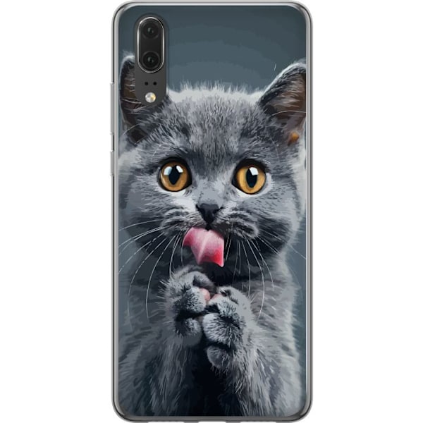 Huawei P20 Genomskinligt Skal Katt