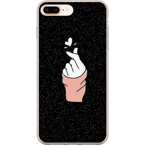 Kompatibelt Mobildeksel til Apple iPhone 8 Plus Minimal håndgest med hjerter i mørkt verdensrom