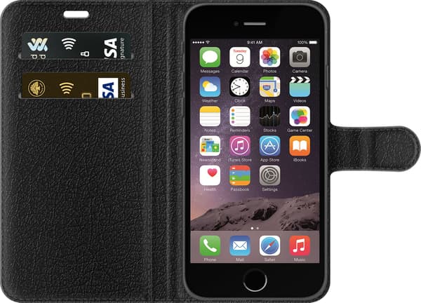 Kompatibelt Lommeboketui til Apple iPhone 6 Rød That's Amore-tekst over mørkeblå og hvite loddrette striper blå
