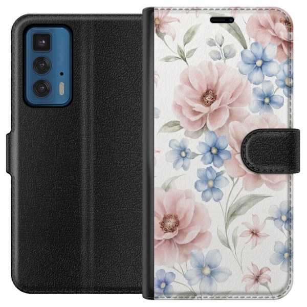 Motorola Edge 20 Pro Tegnebogsetui Romantiske blomster