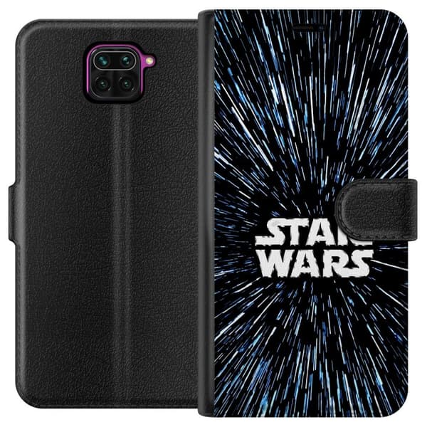 Kompatibel Tegnebogsetui til Xiaomi Redmi Note 9 Star Wars-logo med hyperspace-stjerner i ikonisk sci-fi-design sort