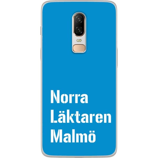 Kompatibelt Mobildeksel til OnePlus 6 Minimalistisk blå tekstdesign med Malmö-tema og moderne typografisk stil blå