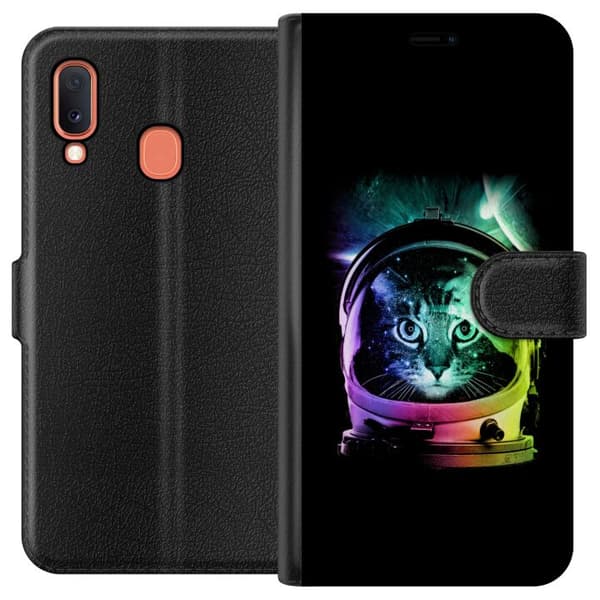 Kompatibelt Plånboksfodral till Samsung Galaxy A20e Space Cat
