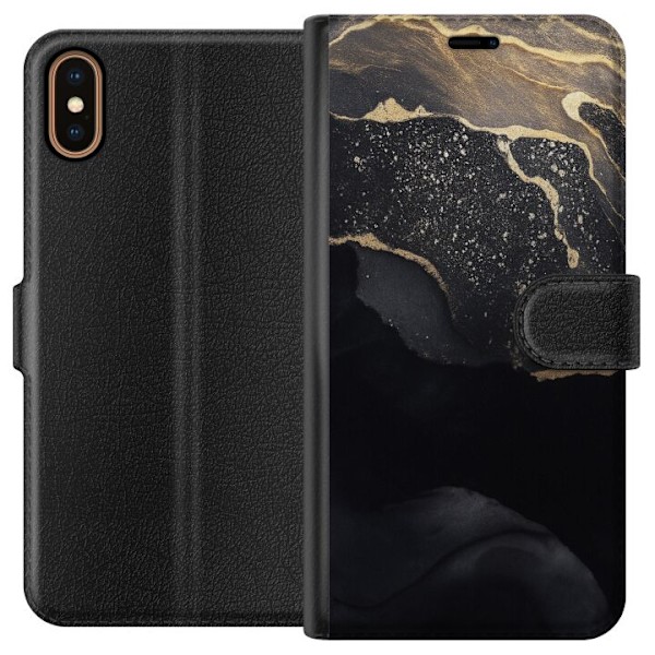 Apple iPhone XS Plånboksfodral Svart guld abstrakt