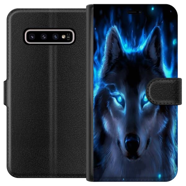 Kompatibelt Lommeboketui til Samsung Galaxy S10+ ulv