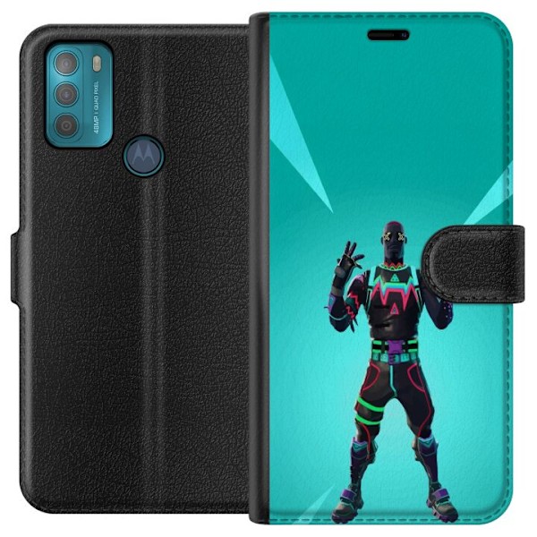 Motorola Moto G50 Tegnebogsetui sort ridder fortnite