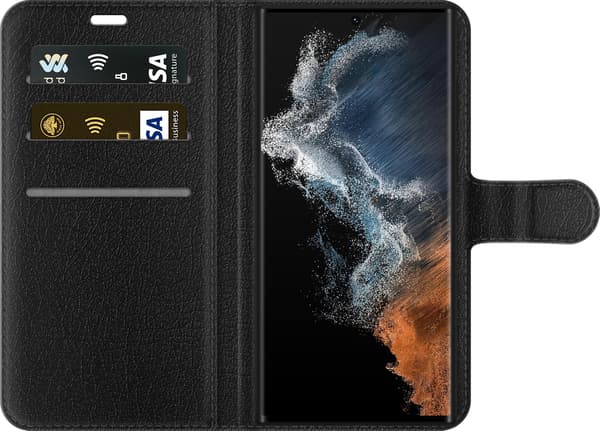 Kompatibel Tegnebogsetui til Samsung Galaxy S22 Ultra 5G Stregkode - Sort motiv i begrænset oplag - Stregkode. sort